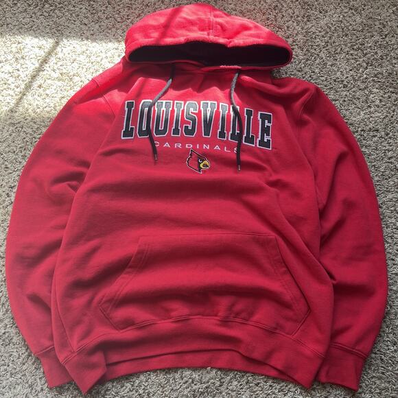 Colosseum Brand Red Louisville Cardinals Slash Stack Pullover Hoodie Men M - Picture 1 of 5